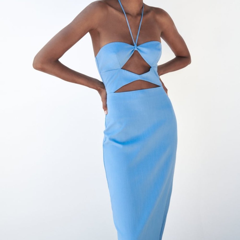 ZARA BLUE CUT-OUT DRESS